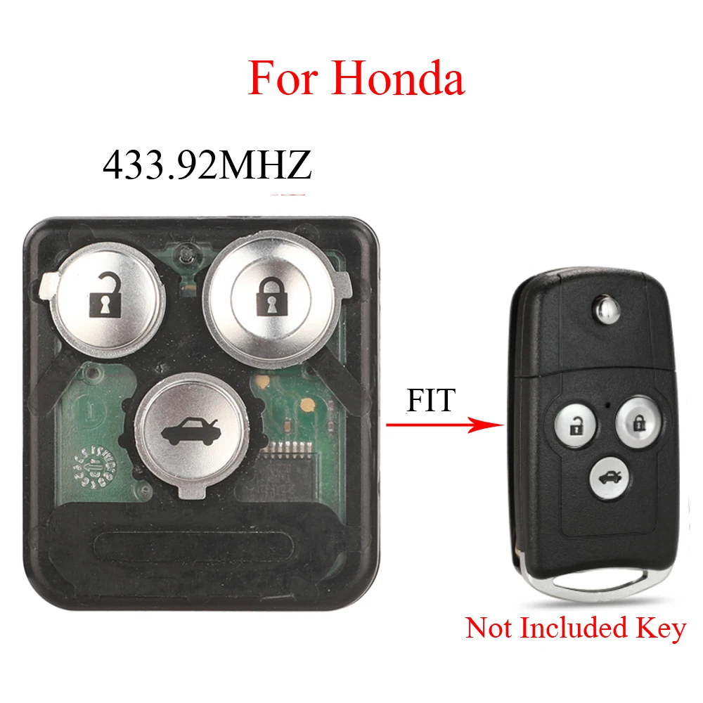 

jingyuqin 3 Buttons 433.92MHZ Original Remote Car Key Rubber Button Pad For Honda Accord Jazz CR-V Civic City Fob Replacement