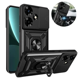 For Infinix Hot 30 Case hot30 Slide Camera Armor Phone Case For Infinix Hot 30 X6831 Car Magnetic Holder Ring Stand Back Cover