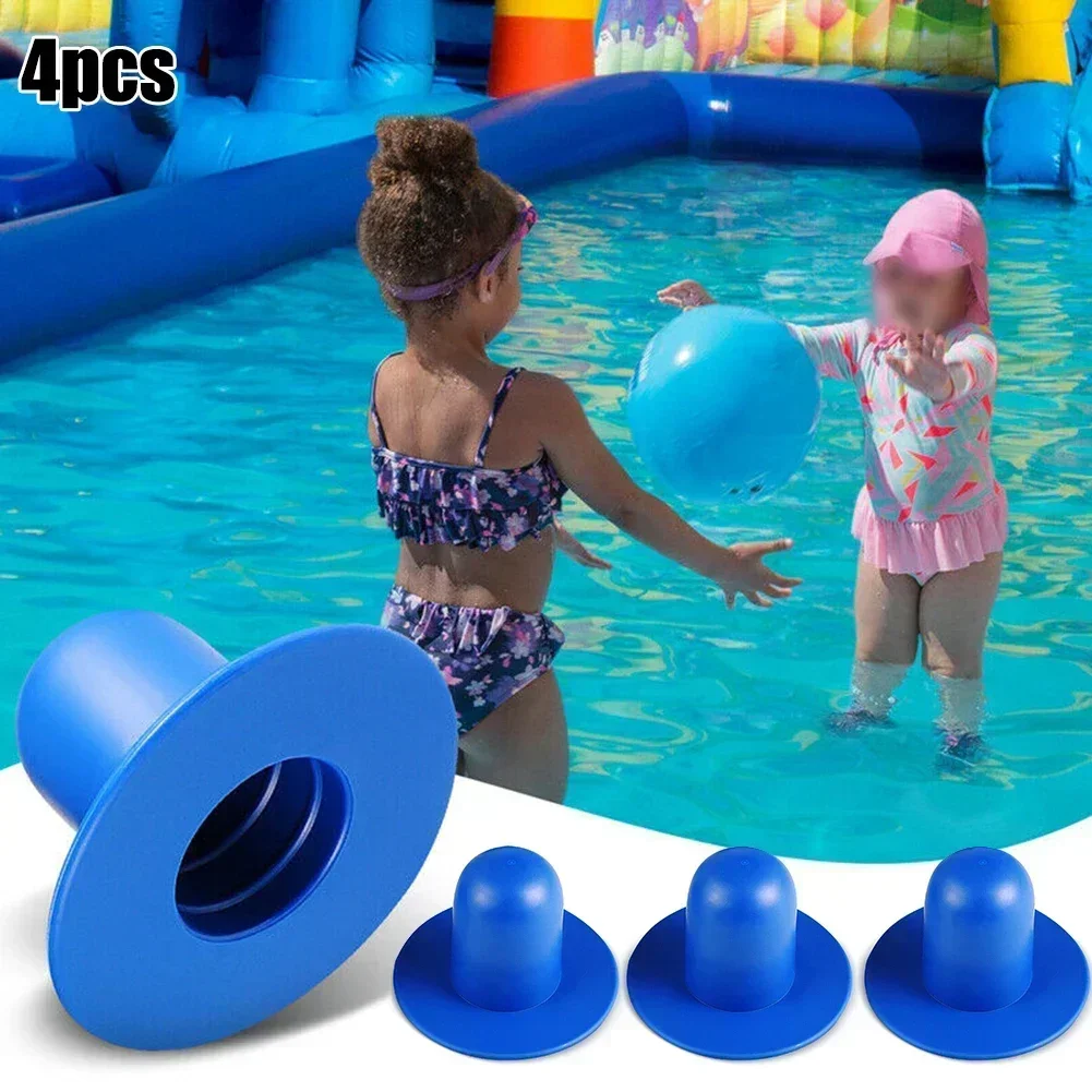 

4pcs Swimming Pool Plugs Blue Plastic Garden Outdoor Pool Replacement Accessories For 16' And Below Above Ground Pools