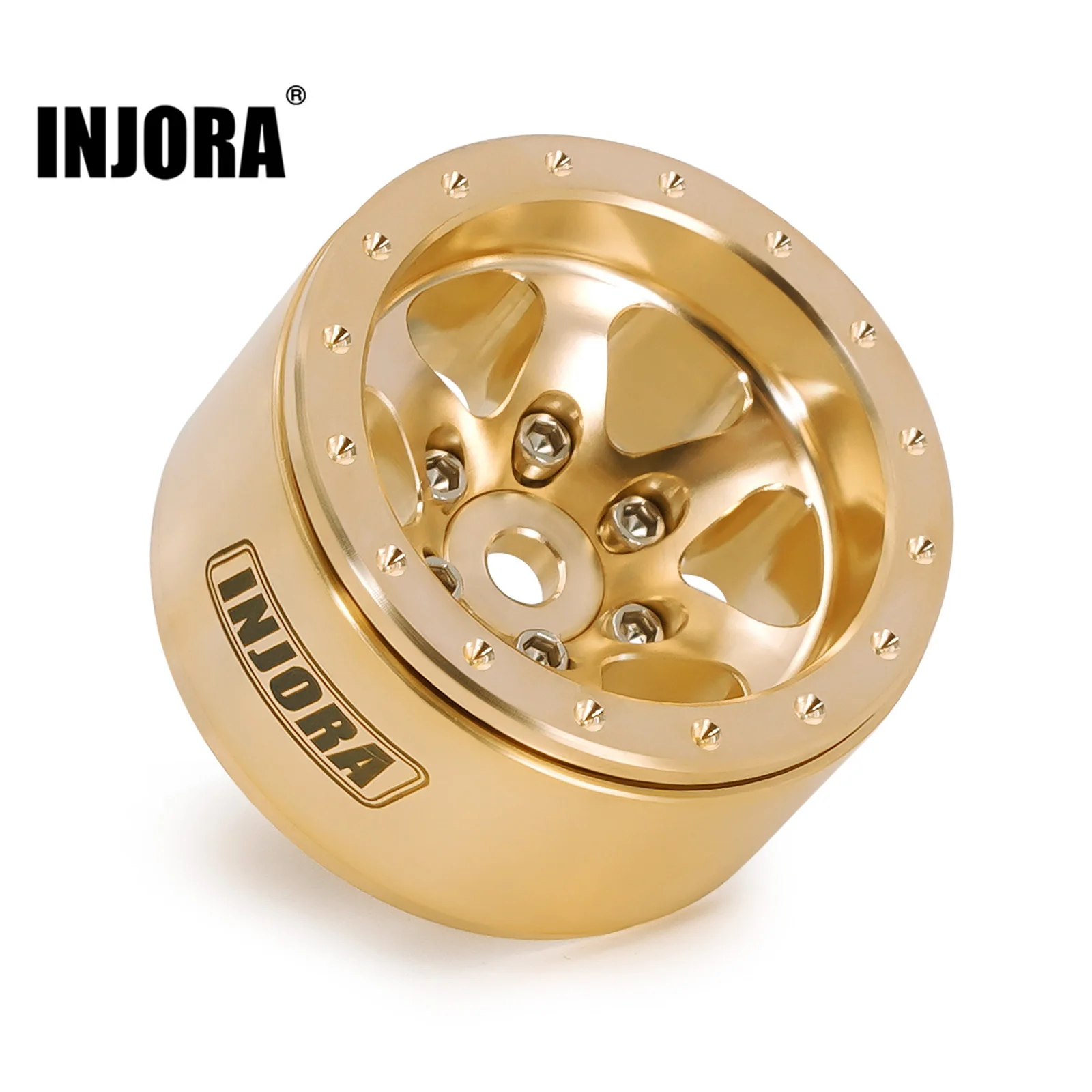 INJORA -4.7mm Offset 1.0 Brass Beadlock Wheel Rim for 1/24 1/18 RC Crawler SCX24 FCX24 TRX4M Ascent18 (W1011)