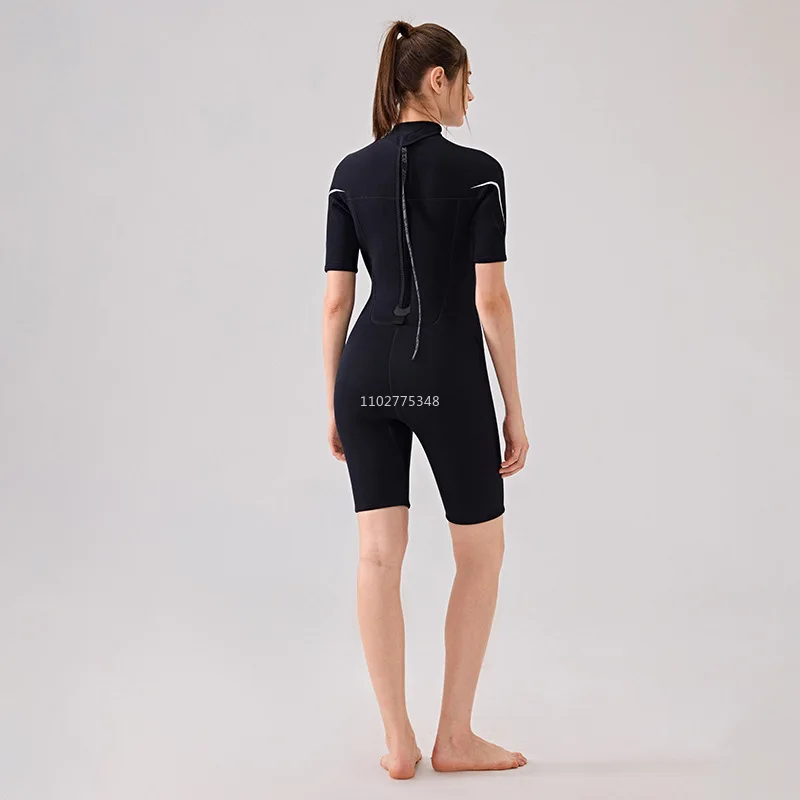 Herren Shorty Neoprenanzug Damen 3 mm Neopren-Tauchanzug mit Reißverschluss hinten Thermo-Badeanzug Tauchen Surfen Schwimmen Kitesurfen Neoprenanzug