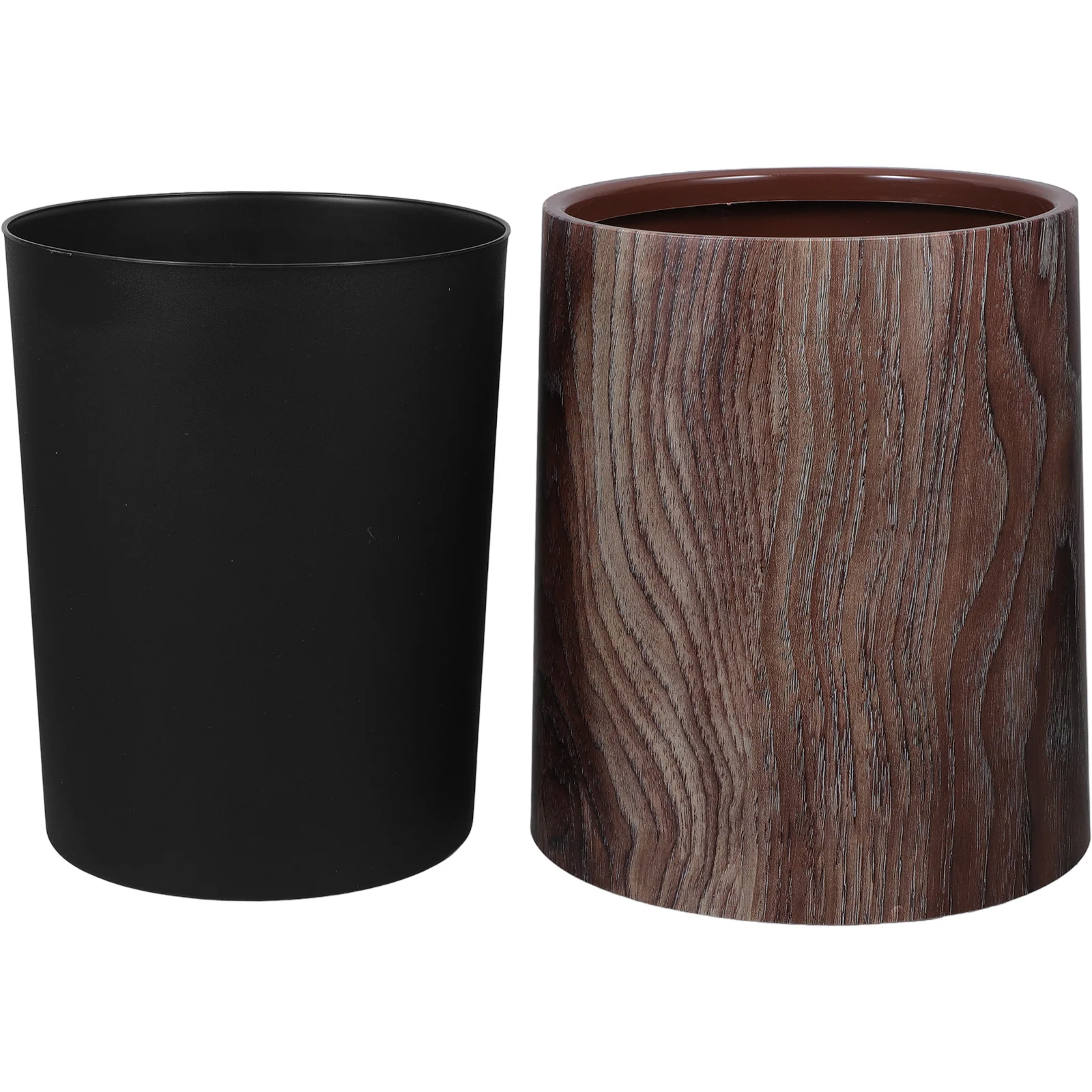 

Imitation Wood Grain Trash Can Large Capacity Round Garbage Bin For Kitchen Bathroom Office Bedroom Study Craft Room Waste