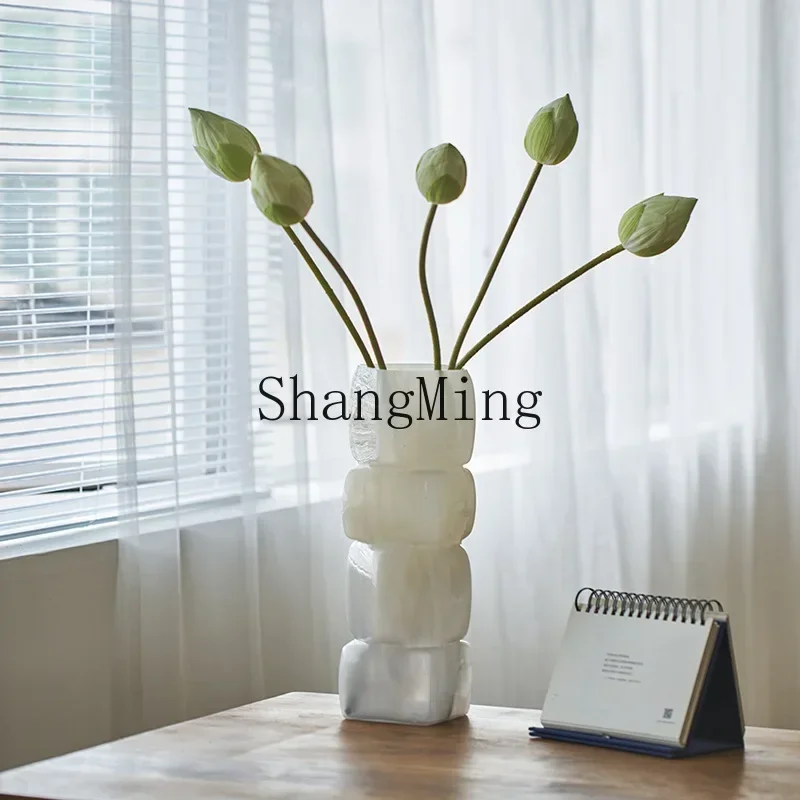 CLL gradual change color geometric square vase table soft hotel TV cabinet countertop decorative glass ornament