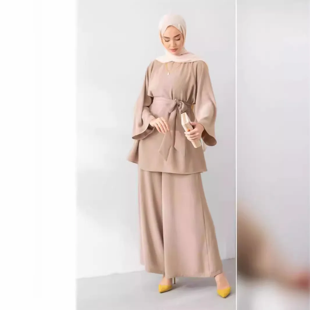 Middle East Warehouse Set European and American Arab Women's Long Sleeved Long Pants Two-piece Set Elegant Daily Commuting Set