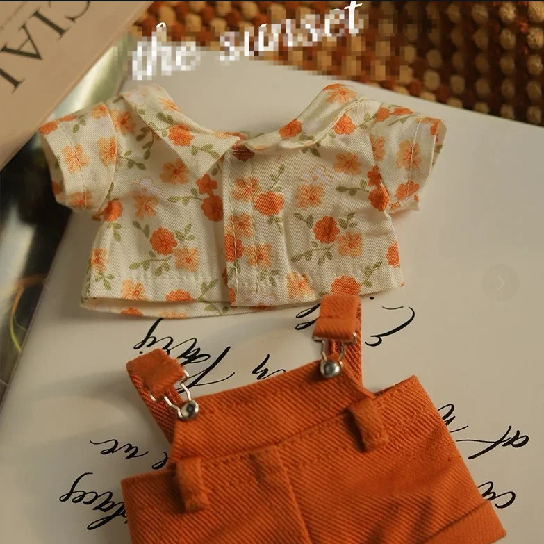 ملابس دمى قطنية 20 سم، قميص، طقم سراويل بحمالات، يمكن تغيير الدمى، سمات تنكرية، أكمام قصيرة صيفية