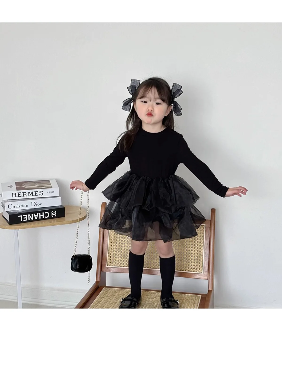 Frühling Herbst Langarm Prinzessinnenkleid für Mädchen, Schülerinnen-Tüllkleid, Leichtes, Bequemes Kinder-Freizeitkleid – Detail 14