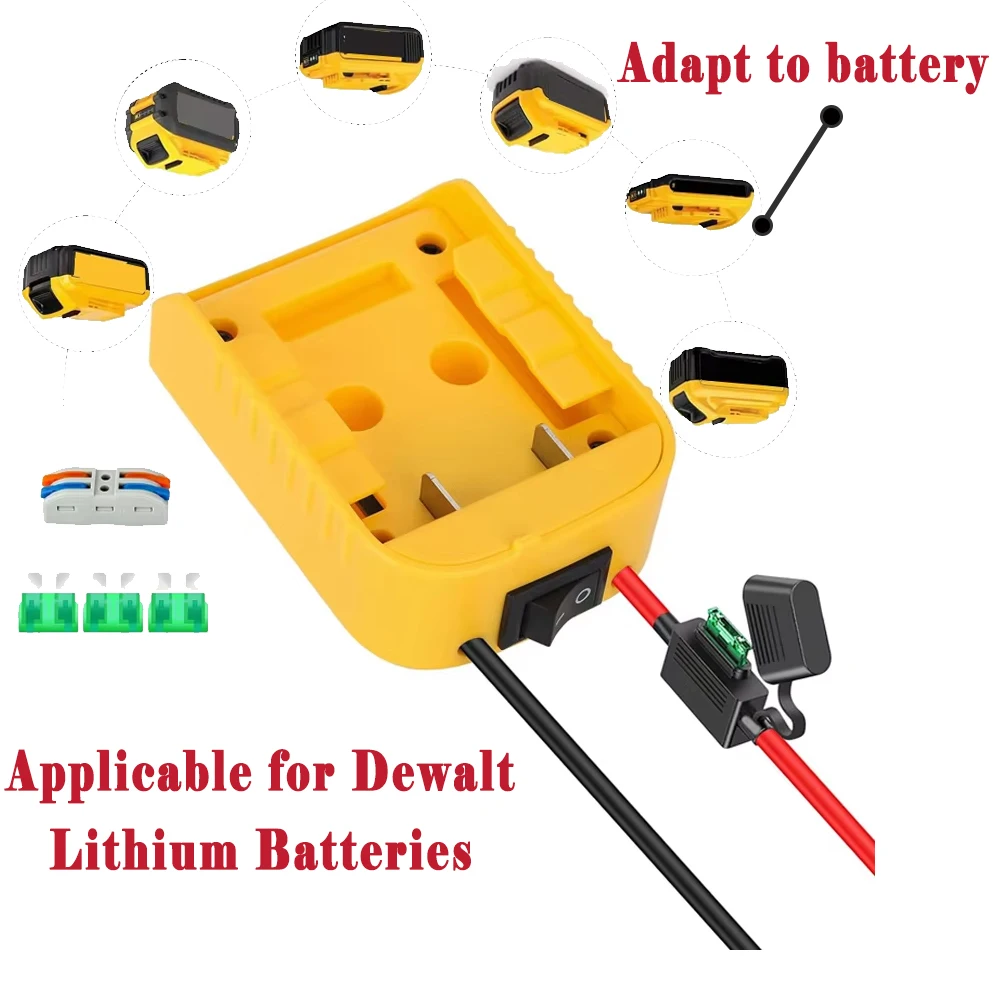 

Power Wheels Adapter for Dewalt 18V/20V Lithium Battery DIY Battery Adapter with ON/OFF Switch & 30Amp Fuse for DIY Rc Car Toys