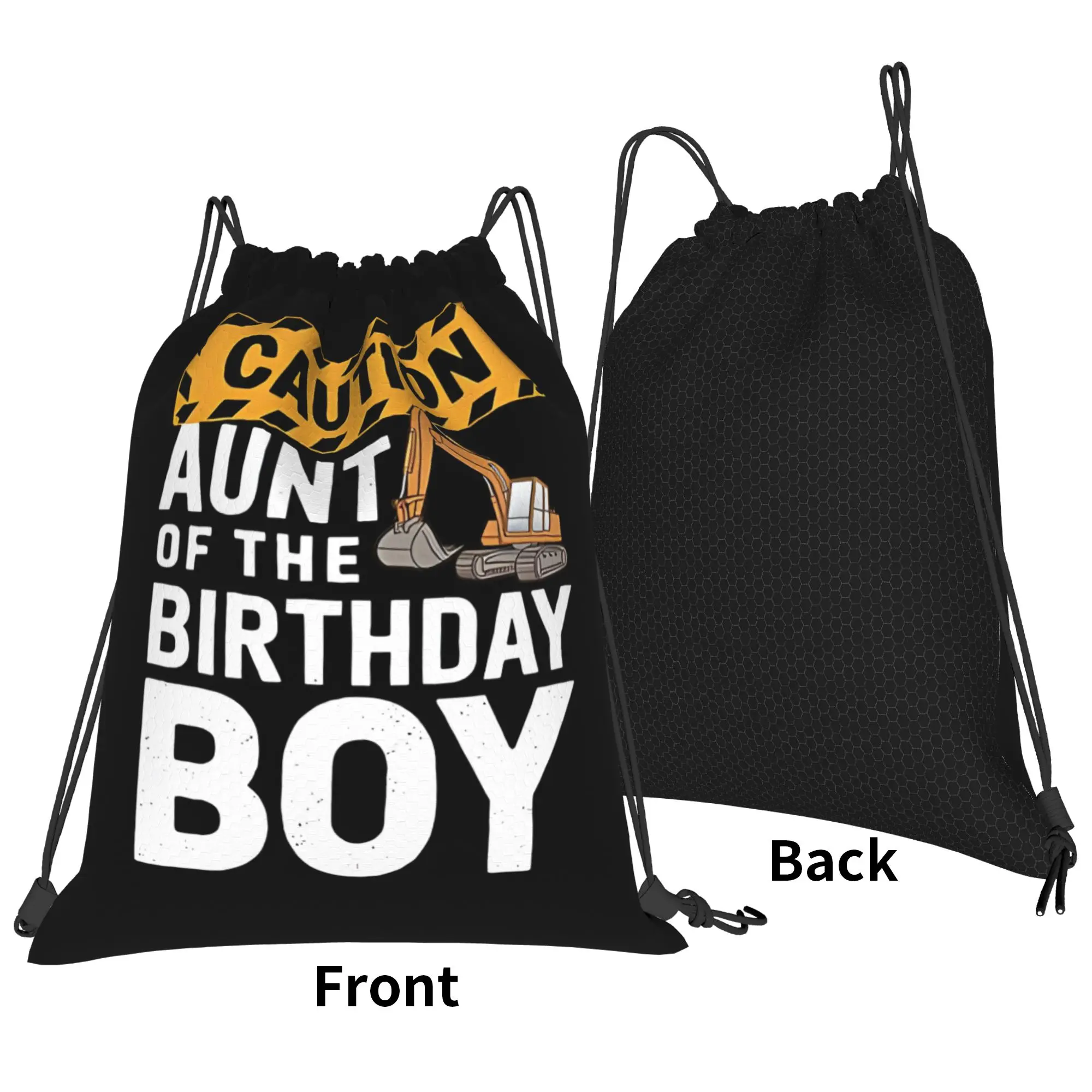 Vintage Excavator Aunt Of The Birthday Construction vehicle Portable Sports gym Drawstring Bags Storage Backpacks For Teen Boys