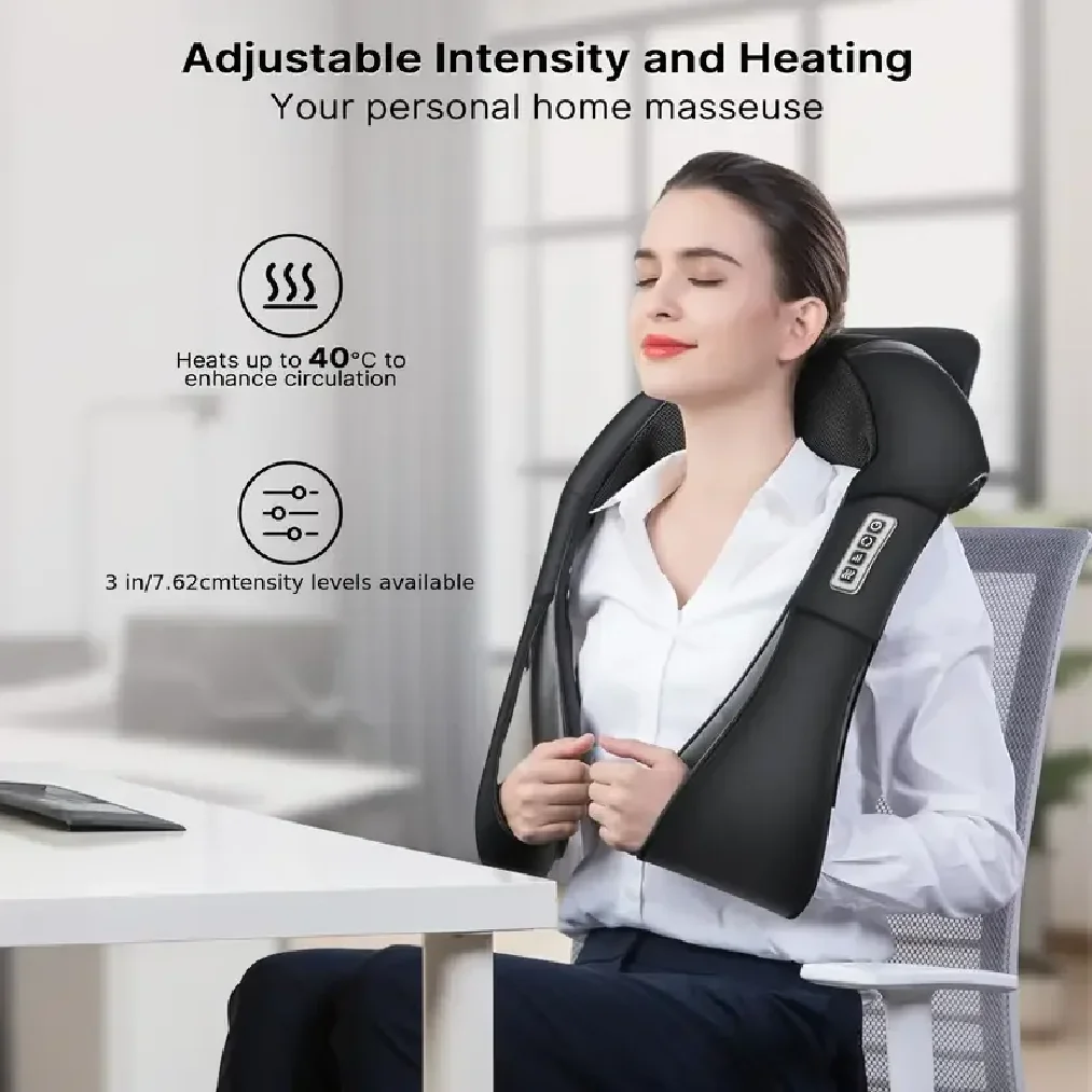 Electric Shiatsu Massager Back Shoulder and Neck Massage Pillow U Shape Body Massager with Heat Deep Tissue Kneading Massager - view 4