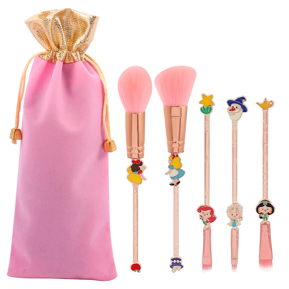 

Cute Disney Princess Frozen The Little Mermaid Alice Elsa Makeup Brushes Tool 5Pcs/lot Professional Makeup Brush Beauty Make Up