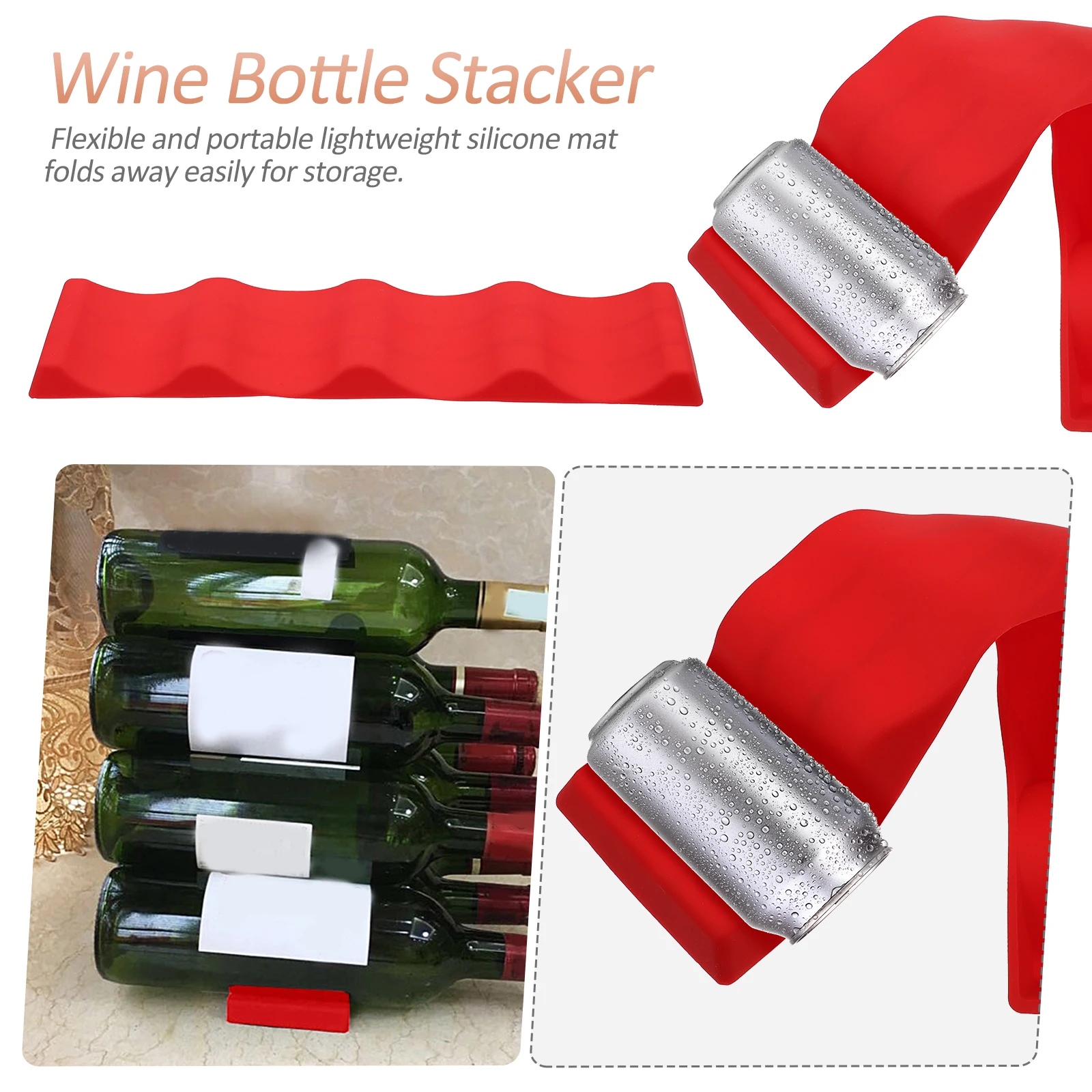 

1Pcs Silicone Wine Bottle Holder Folding Rack Multi-Purpose Pyramid Storage Slip-Resistant for Table Bar Fridge
