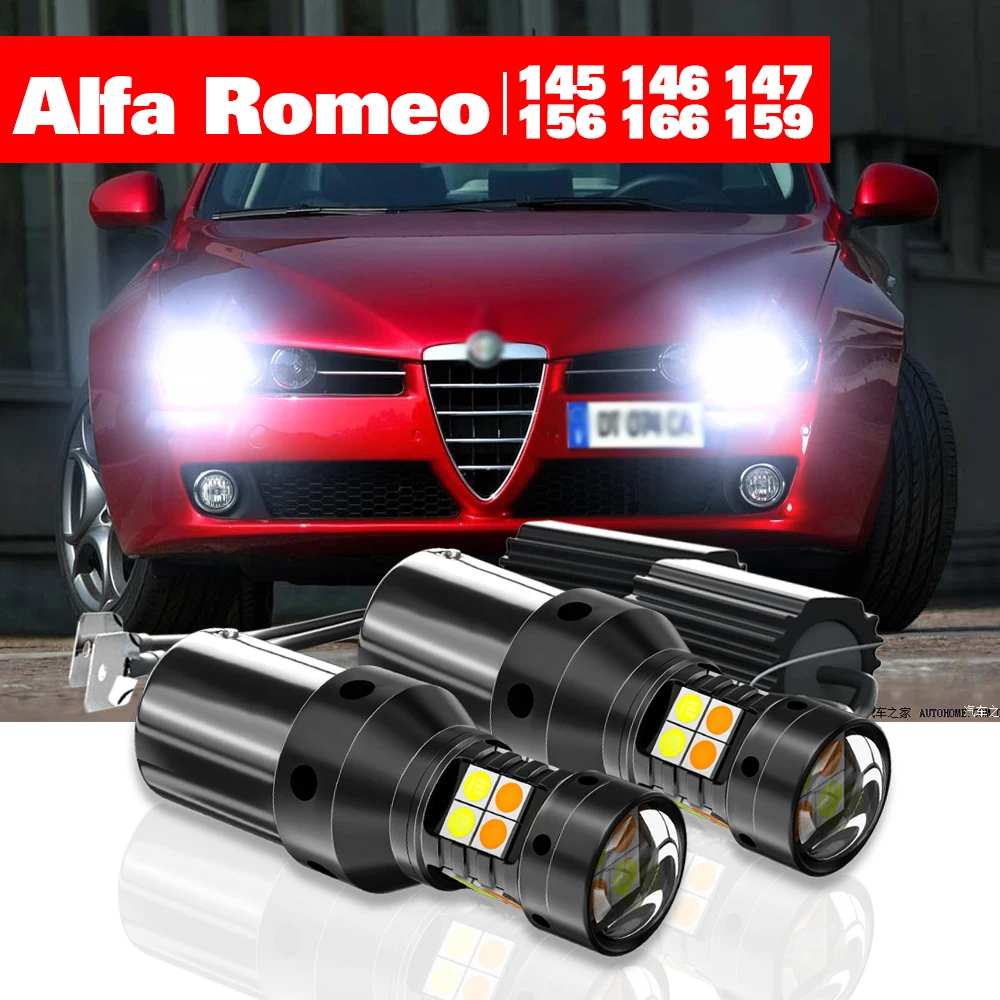 Para alfa romeo 145 146 147 156 166 159 (1995-2012) 2pcs led sinal de volta de modo duplo + luz de circulação diurna acessórios drl