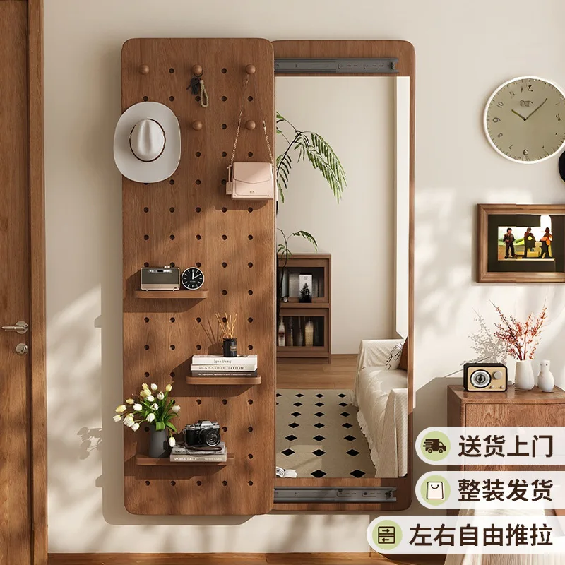 Household hole board full-length Simple hidden push-pull full-length Bedroom fitting Living room integrated mirror