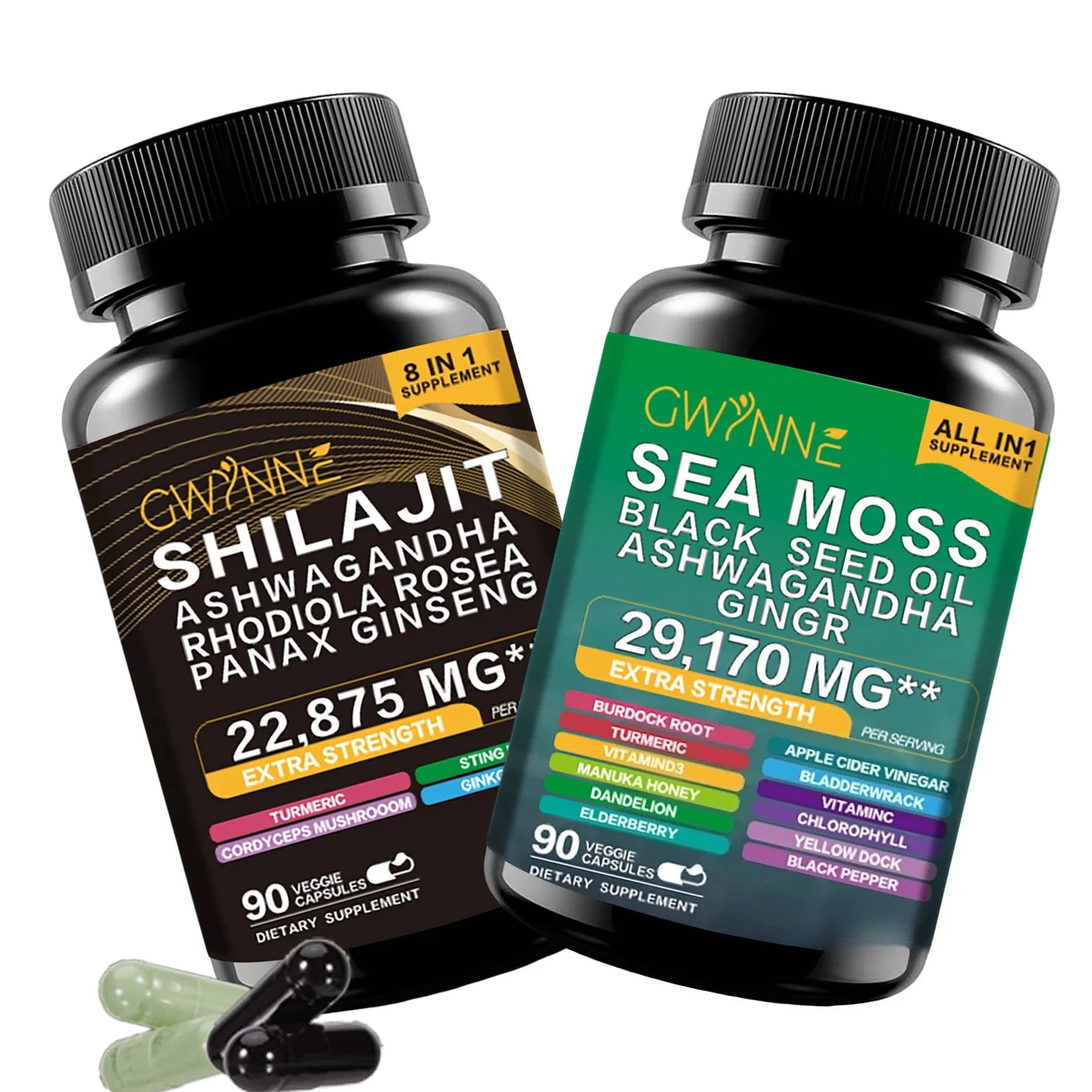 Fórmula de Bienestar a Base de Plantas – Musgo Marino, Shilajit, Nigella Sativa y Rhodiola en Cápsulas Fáciles de Tomar, 90 Porciones