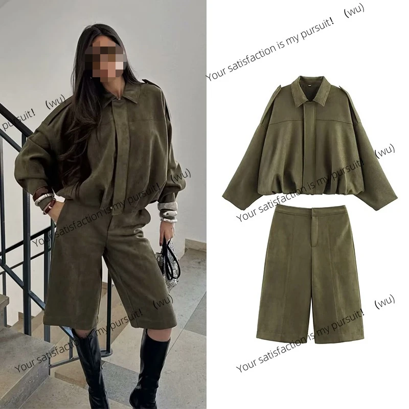 

ZOCI-Women's Loose Long Sleeve Jacket, Casual High Waist Coat and Shorts, Women's Two-piece Set, Women's Suit