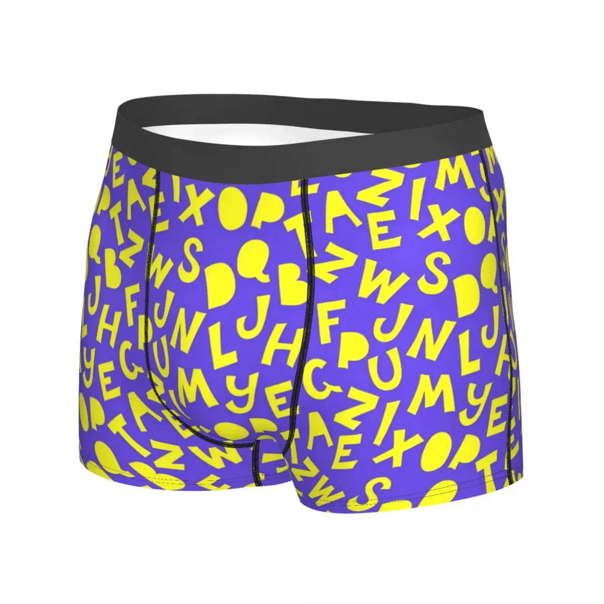 Yellow Letter Print Underwear Funny Font Men Boxer Brief Comfortable Boxer Shorts Trenky Print Oversize Panties