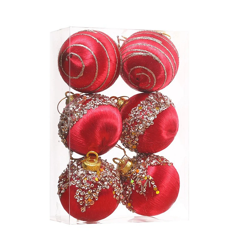 Christmas Decorations 6CM Diameter 8CM Silk Thread Christmas Ball Tree Hanging Ornaments