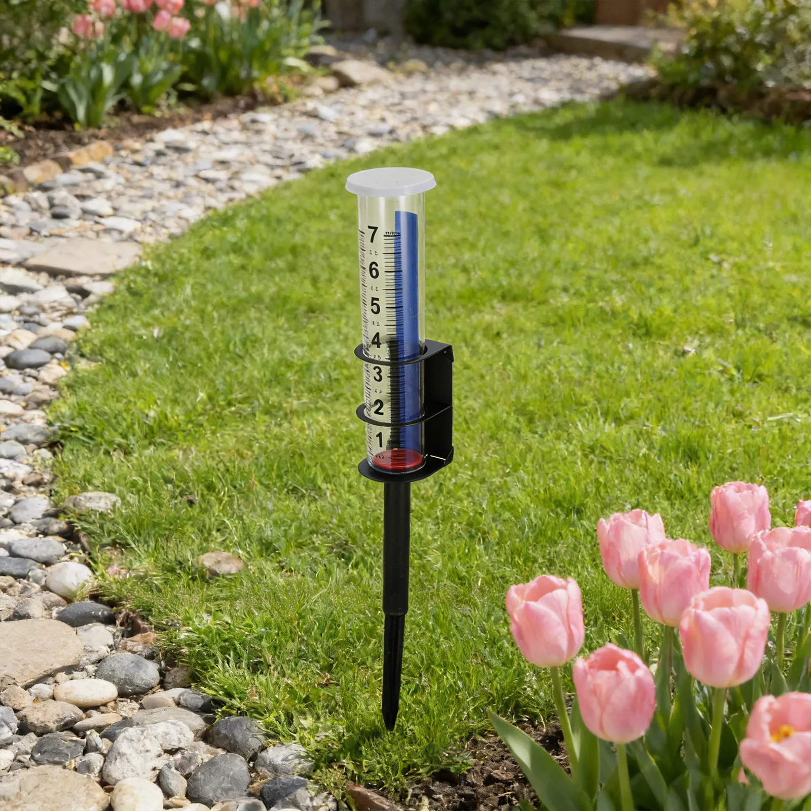 Outdoor Rain Gauge Stake Holder High-Strength Weatherproof Stand Lawn Garden Yard Precise Rainfall Measurement Professional Rain