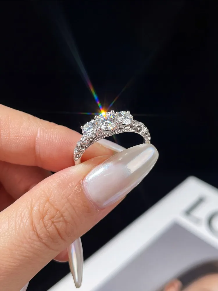 Wunderschöne 0,5CT Moissanit-Diamant Vollrunde Verlobungsringe für Damen, Hochzeit, Jahrestag, Luxus-Modeschmuck – Detail 2