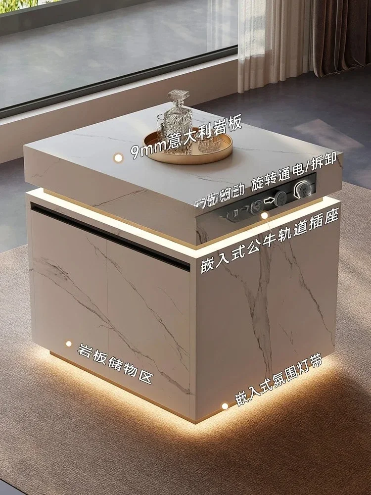 A  Island cabinet, separate open kitchen, mid-fall table in rock slab, advanced removable bar table, integrated cabinet