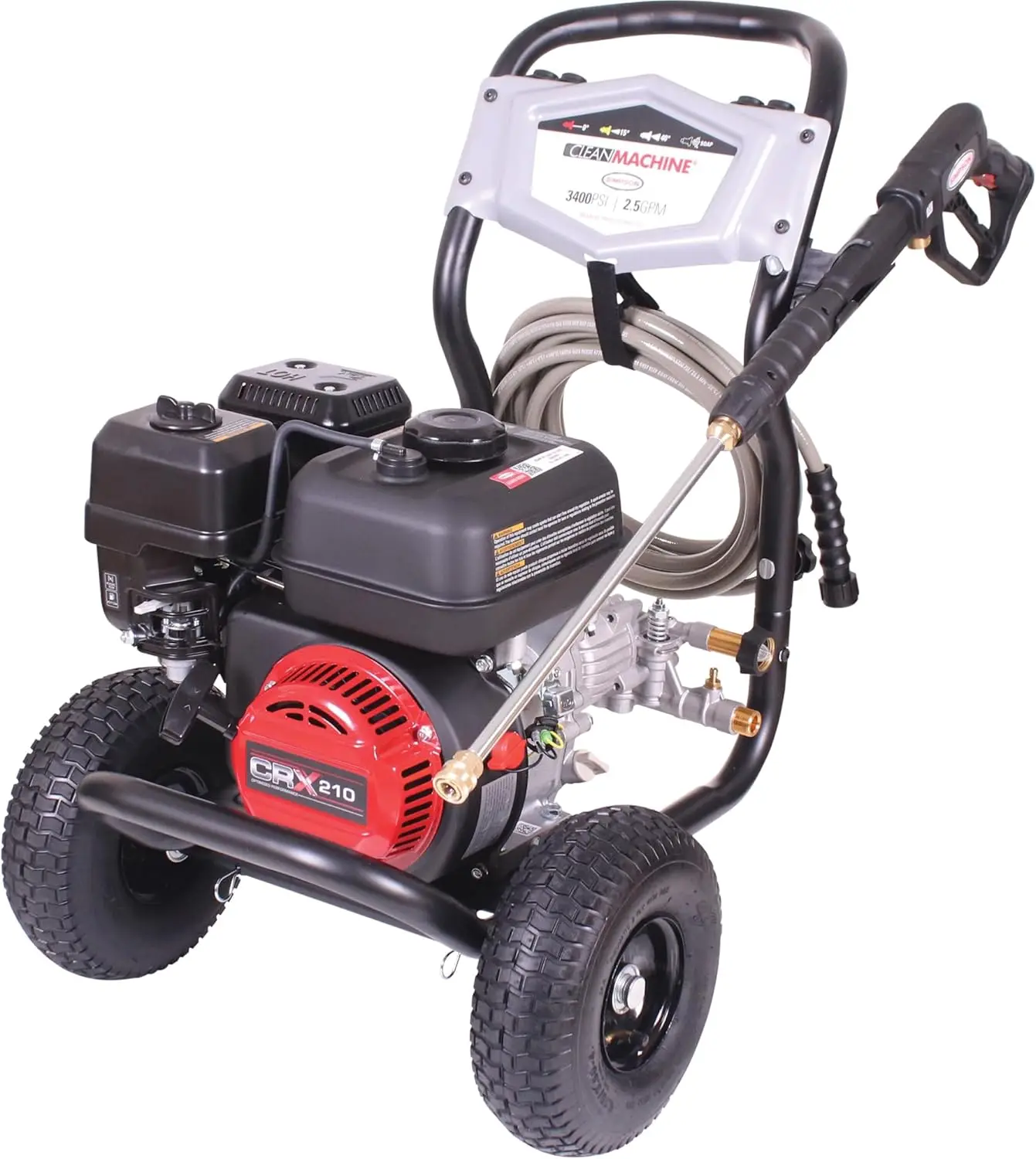 SIMPSON Cleaning CM61083 Clean Machine 3400 PSI Gas Pressure Washer, 2.5 GPM, CRX Engine, Includes Spray Gun and Wand,