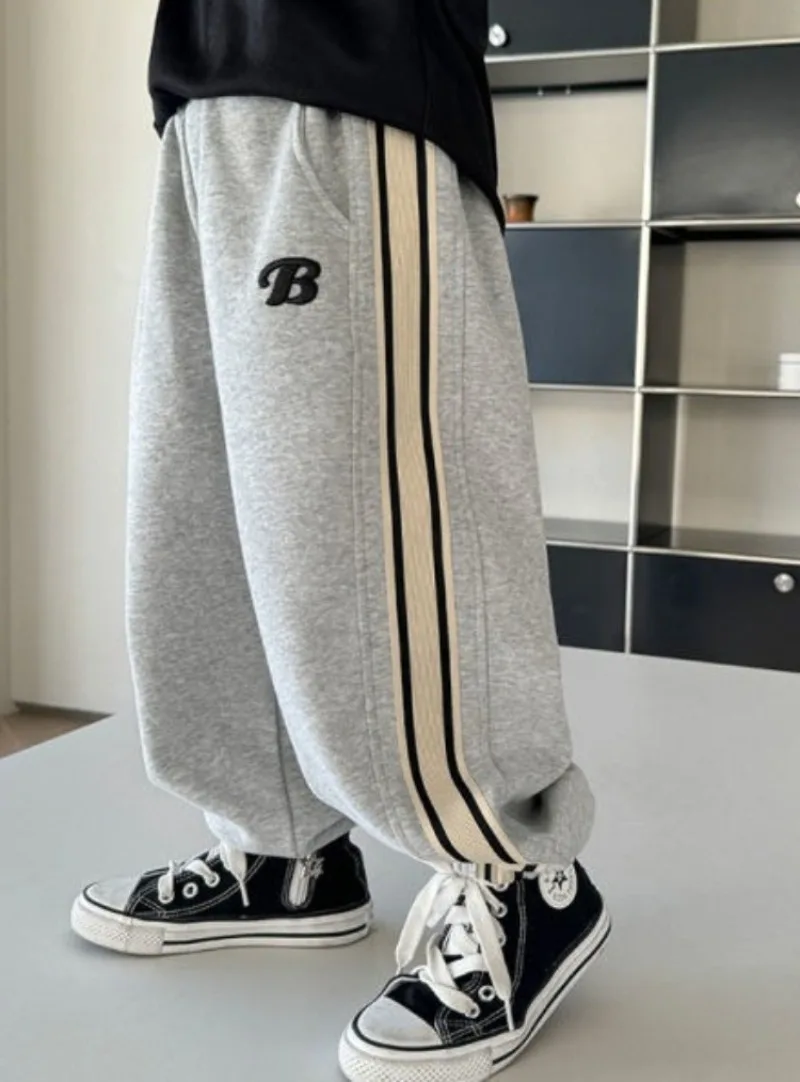 2025 New Boys' Sports Jogger Pants for Toddler & Big Kids, Spring Autumn Color-Blocked Cuffed Design, Comfortable Kids Pants view 3