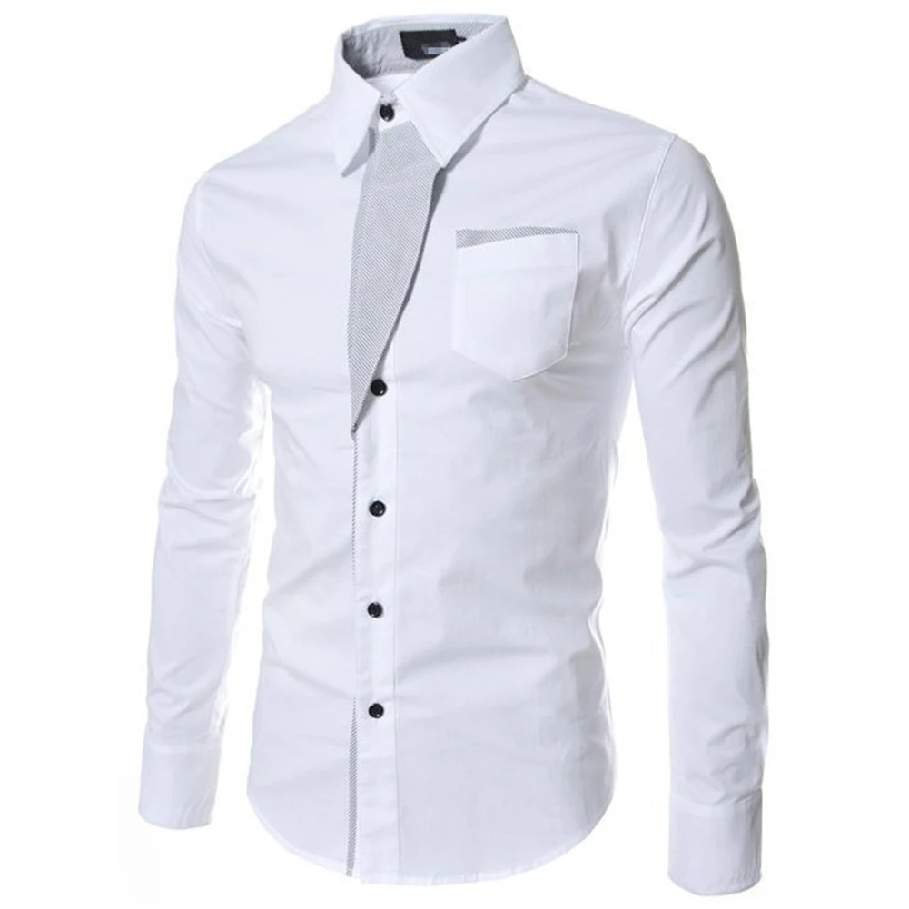 

Hot New Mens Shirt Dress Business Button Down Collared Daily Formal Shirts Long Sleeve Office Polyester Regular