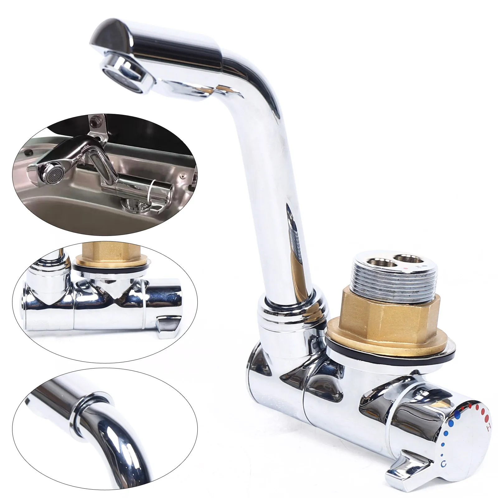 Folding Faucet 360° Rotation 180° Up Down Anti-leak Ceramic Valve Core Water-saving No Splash Easy Installation Adjustable Flow