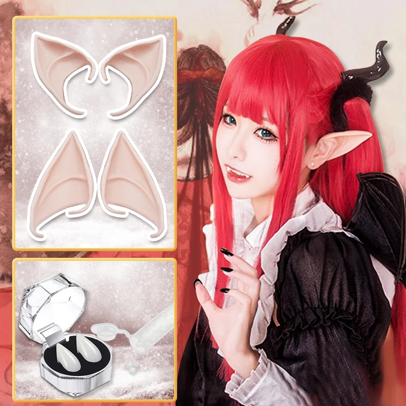 Elf Ears Latex Decor Soft Simulation Angel Fairy Cosplay Props Vampire Teeth Party Halloween Christmas DIY Apparel Accessories