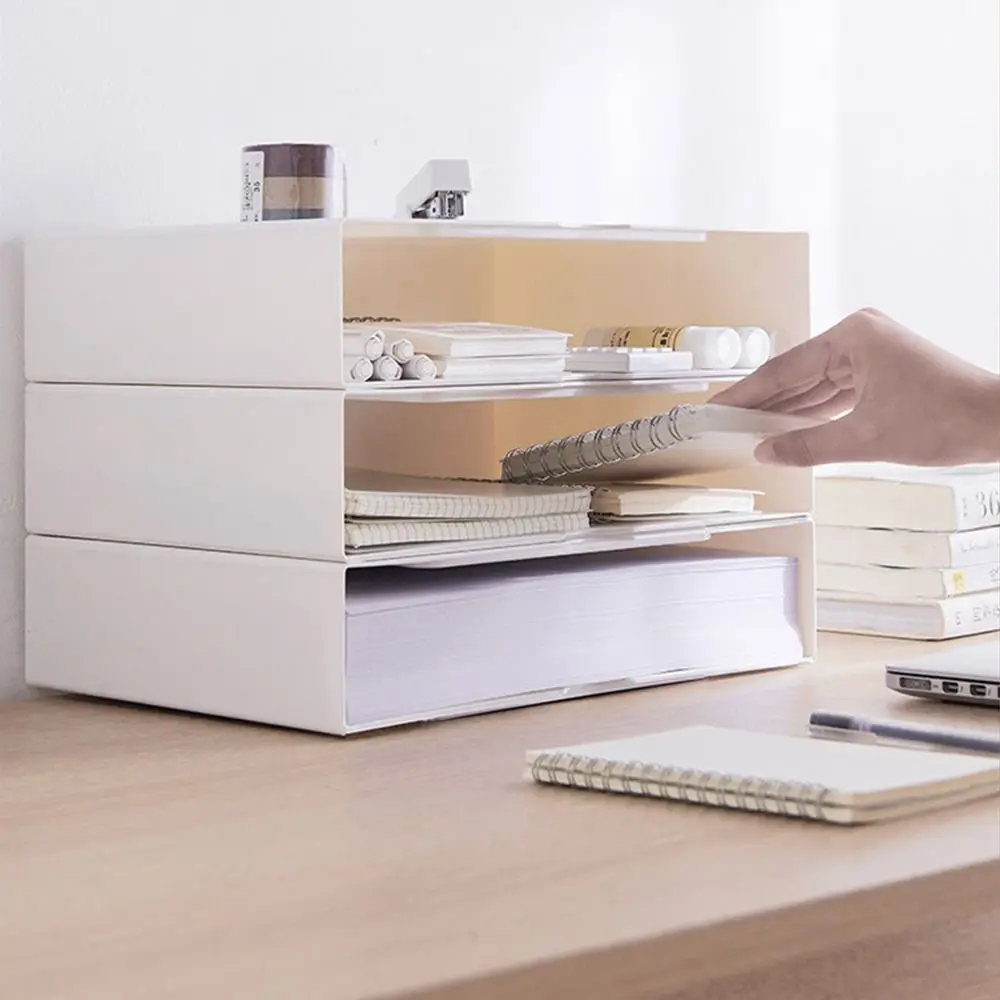 

Plastic A4 Paper Sorting Box Solid Stackable Desktop Storage Rack Durable Large Capacity Drawer Desk Organizer