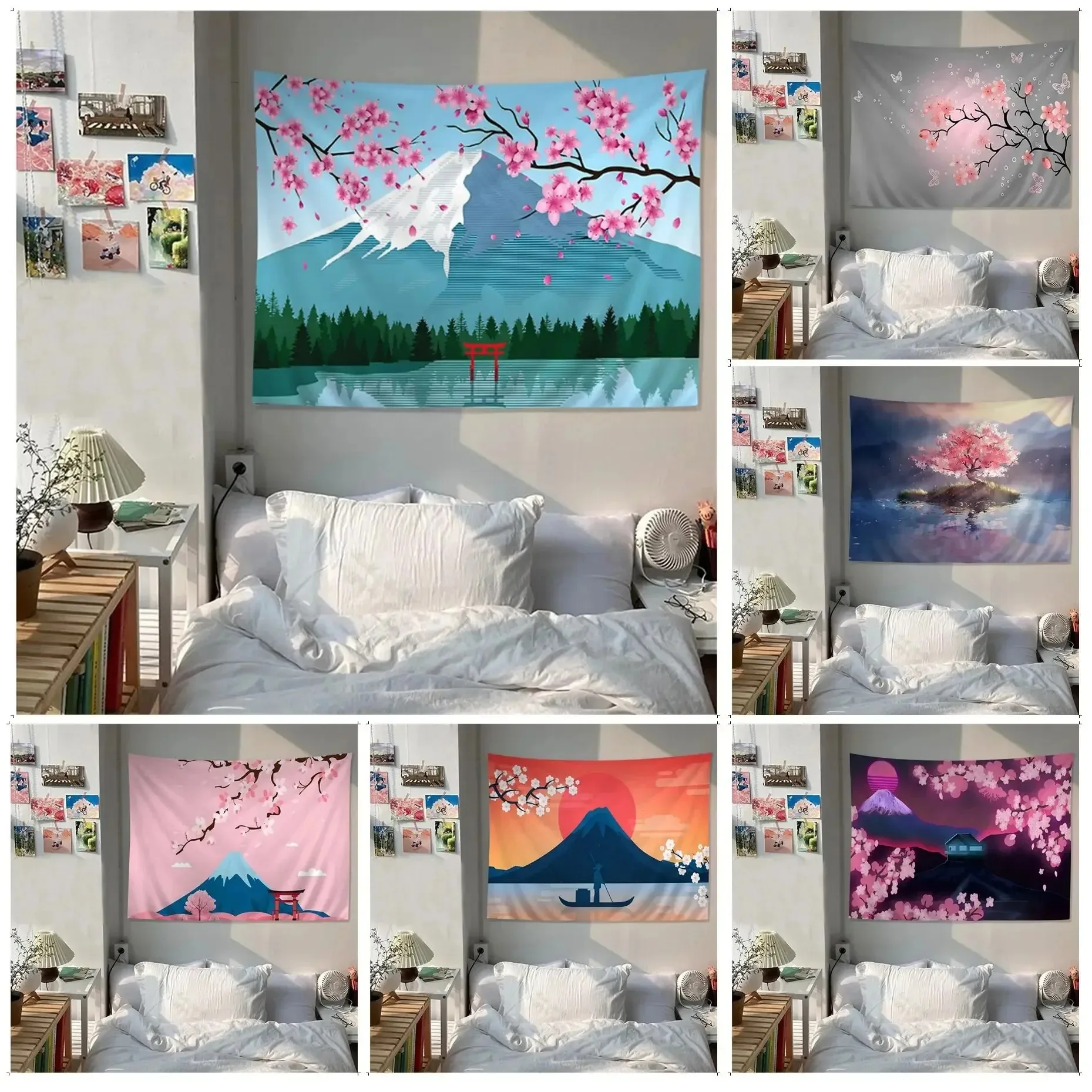 Anime Flowers Cherry Blossom Wall Decor Tapestry Home Living Room Tapestry
