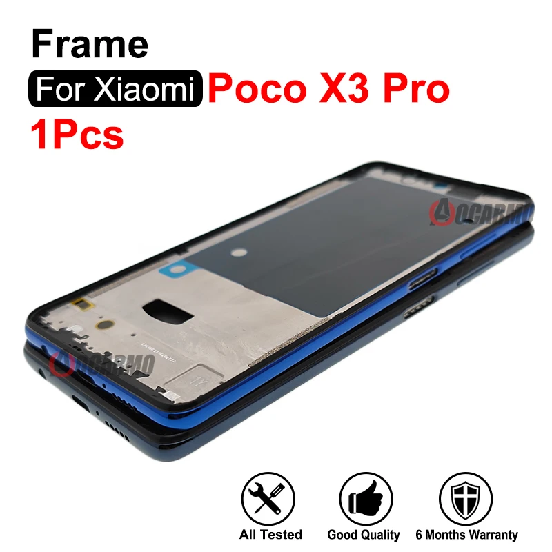 Części zamienne do Xiaomi Poco X3 Pro: rama środkowa + przyciski boczne i tylna obudowa.