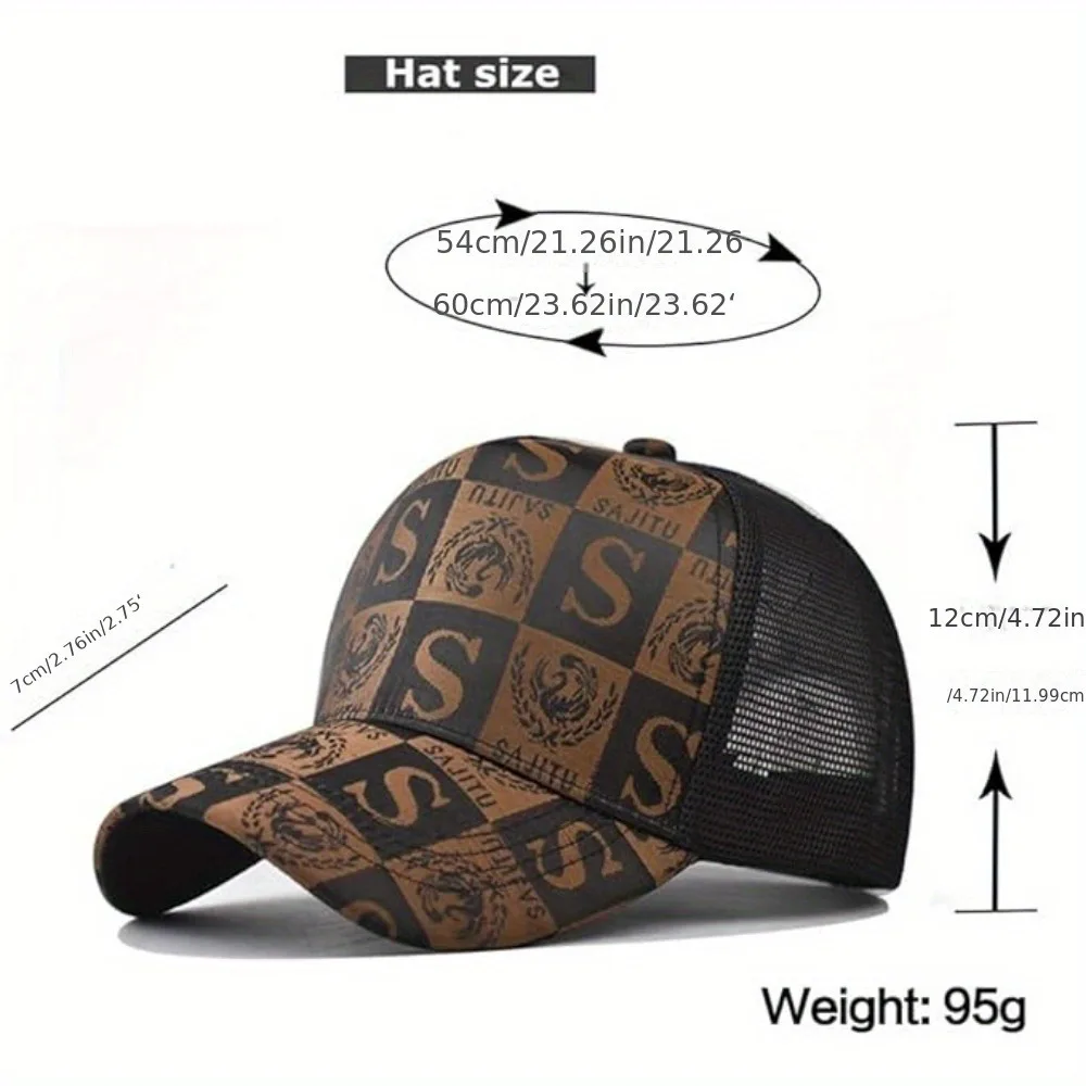1pc Men's Fashionable Baseball Cap - Breathable Mesh, Snapback, Black/Red, Outdoor Travel