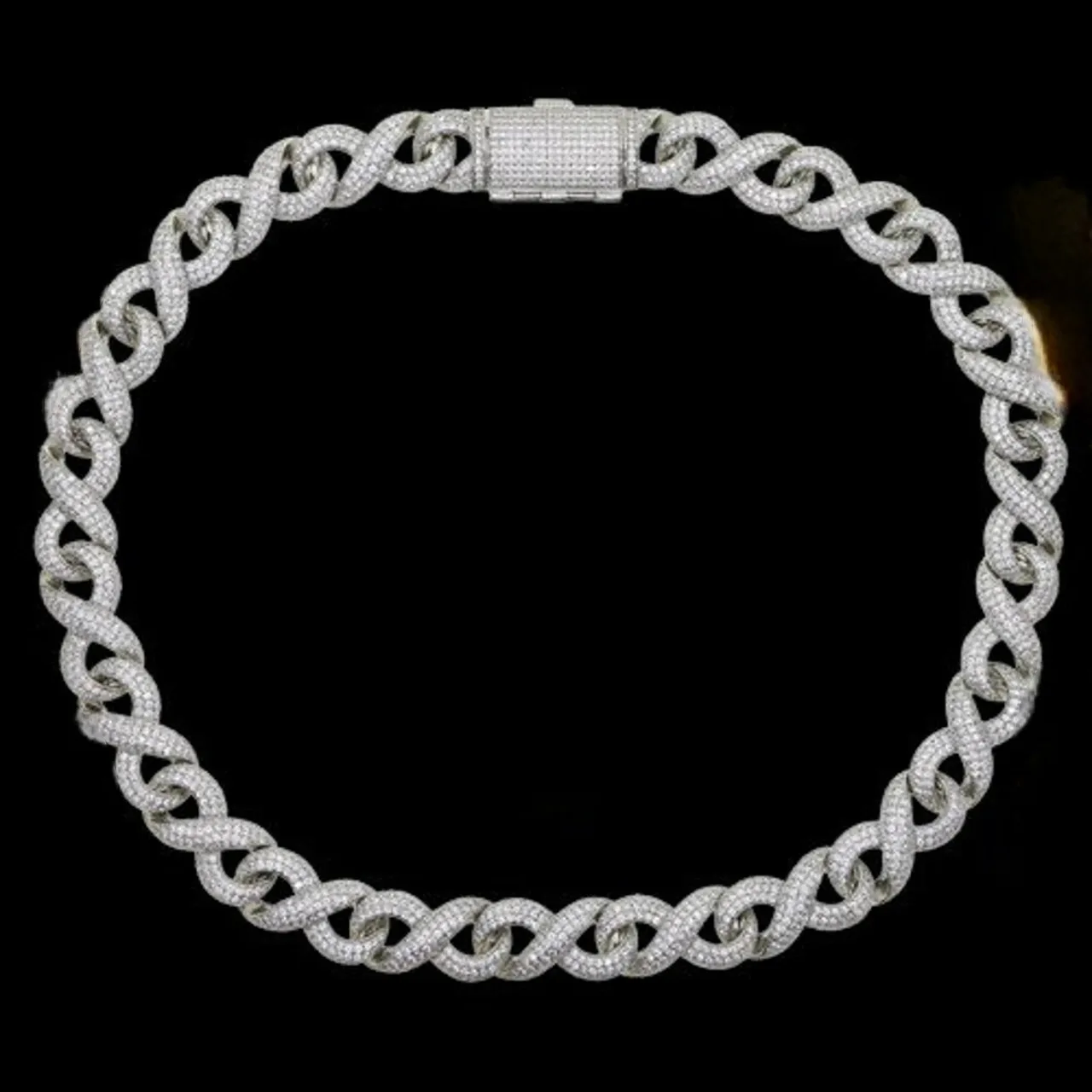 Silver Luxury Iced Out Cuban Chain Moissanite Diamond Look Hip Hop Necklace Rapper Style Jewelry，
