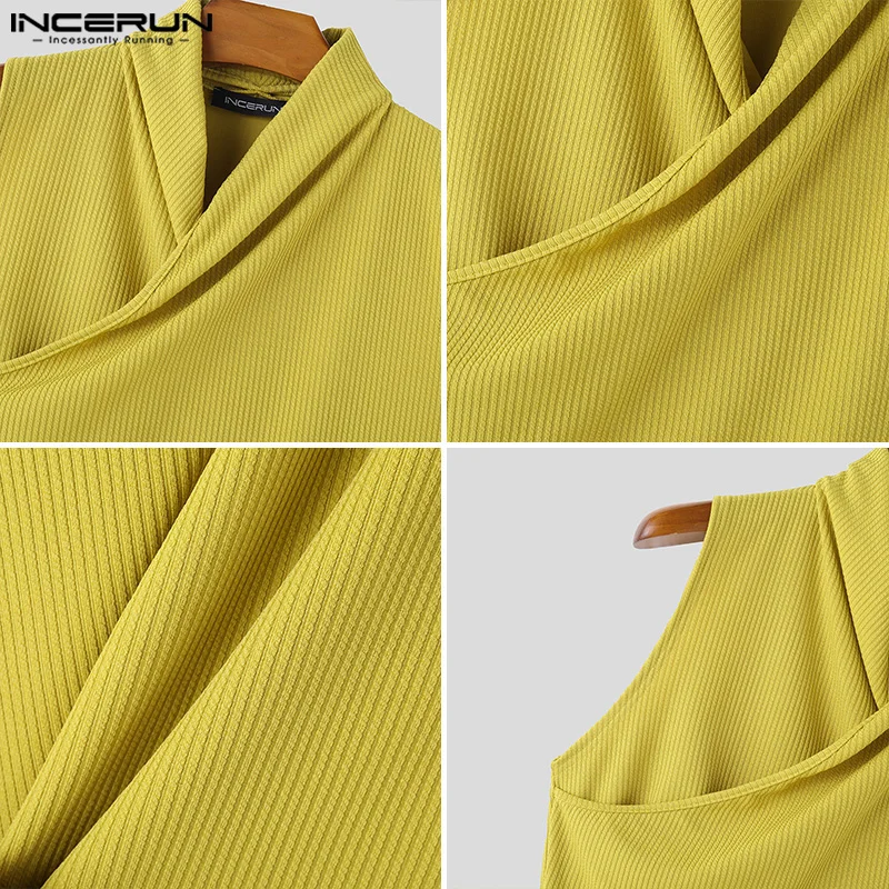 2024 Men Tank Tops Solid Color V Neck Sleeveless Knitted Casual Male Vests Streetwear Summer Fashion Men Clothing S-5XL INCERUN