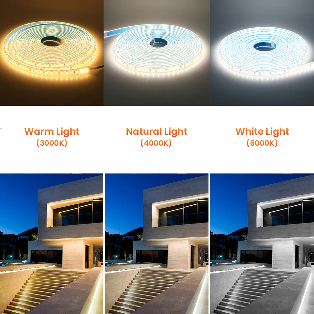 12V 24V IP68 Waterproof LED Strip Light Adhesive Tape with 2-pin Wire/ DC Plug 2835 120 LEDs Flex Cold Warm Natural White Decor