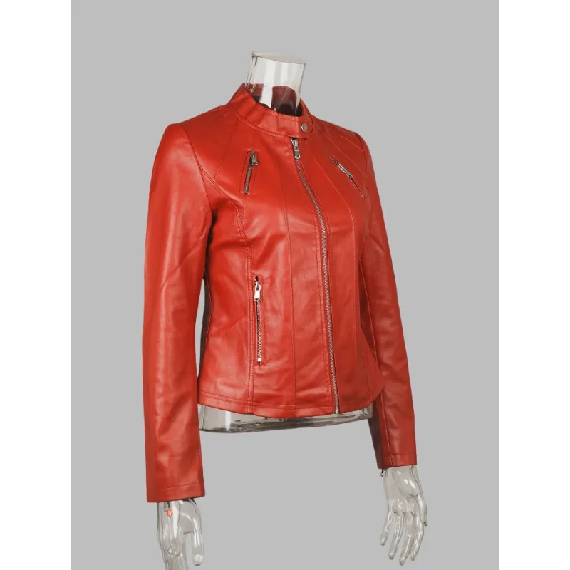 2025 خريف جديد سليم المرأة سترة جلدية سليم صالح سترة تنوعا سترة جلدية ملابس نسائية