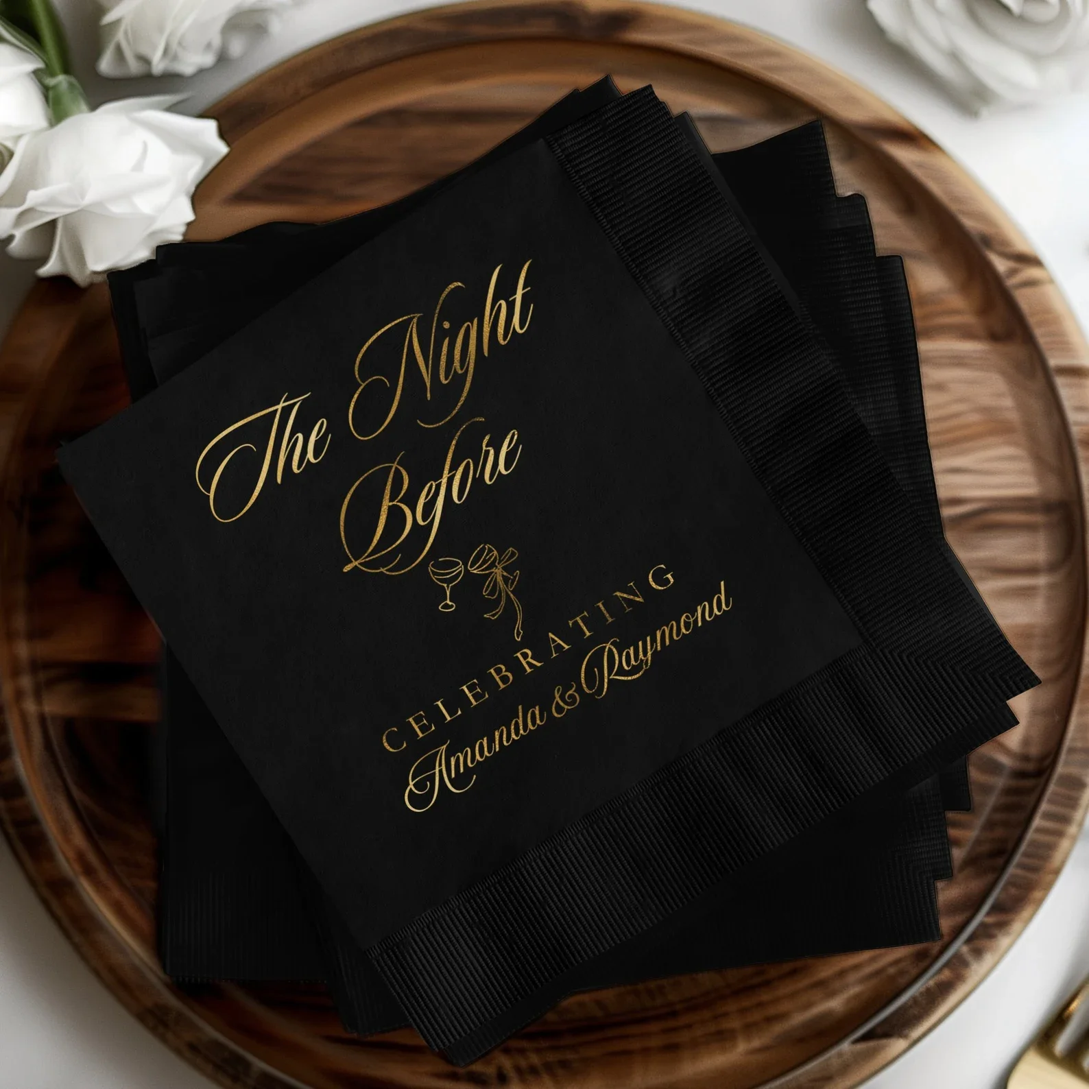 50pcs Personalized The Night Before Dinner Napkins, Rehearsal Cocktail Dinner Napkins, Rehearsal Dinner Decorations, Wedding Bev