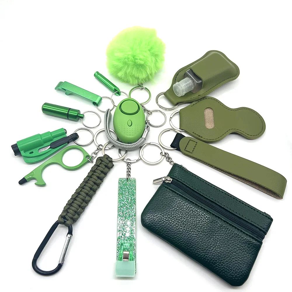14pcs Self Defense Keychain Set Men's and Women's Multi functional Keychain Accessories for emergency preparedness