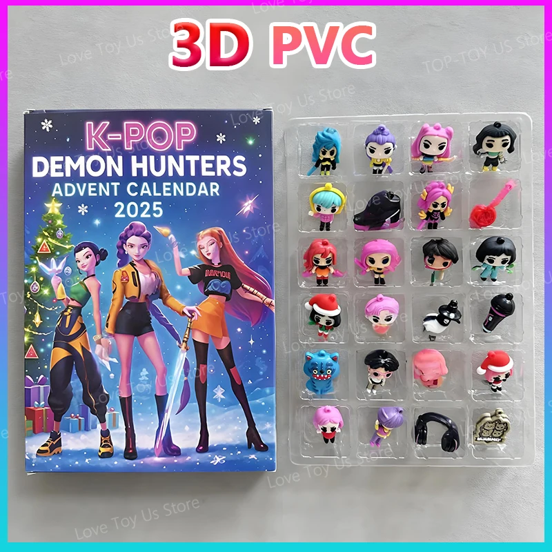 Nuovo calendario dell'Avvento 3D KPop Demon Hunters K-Pop Demon Hunters Rumi Mira Zoey Conto alla rovescia di Natale Calendario dell'Avvento Regalo 24 giorni