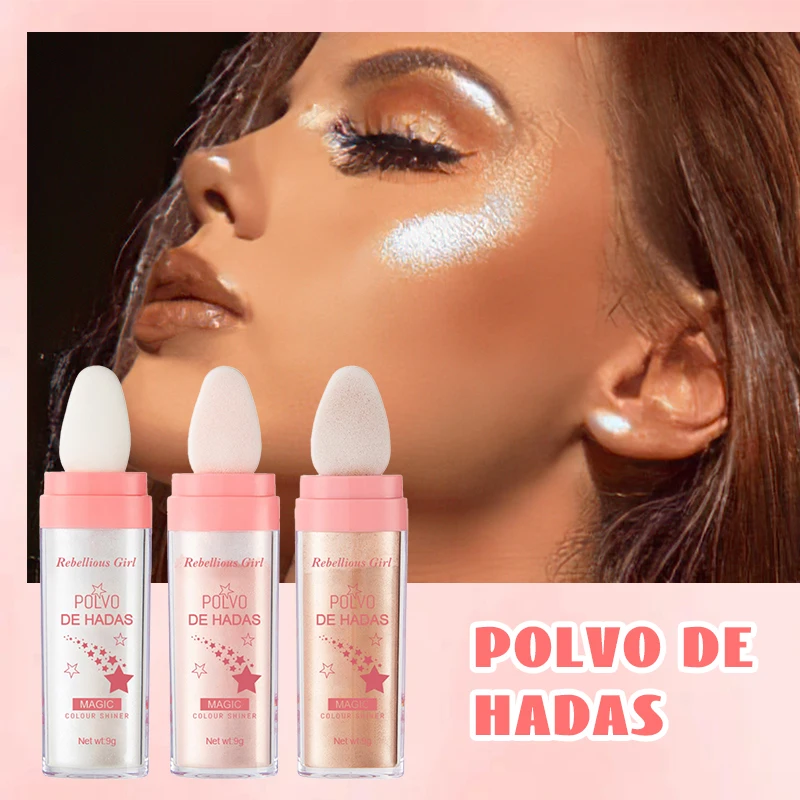 3色のフェアリーハイライターパッティングシマーパウダー、全身の輪郭と鎖骨の輝き、顔の輪郭を整えるボディパールセント