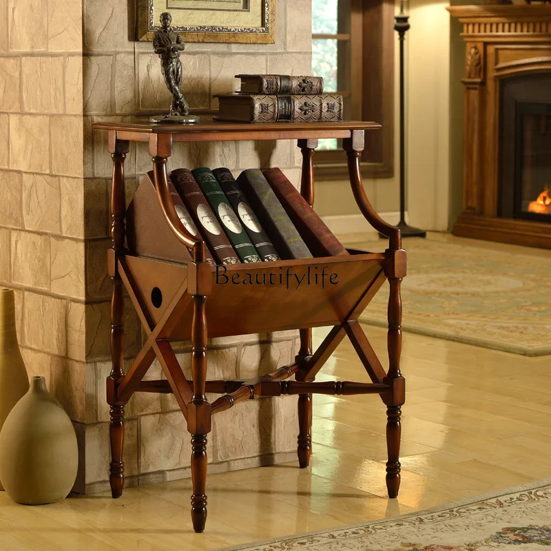

Bookshelf Solid wood American bedside table Couch rack