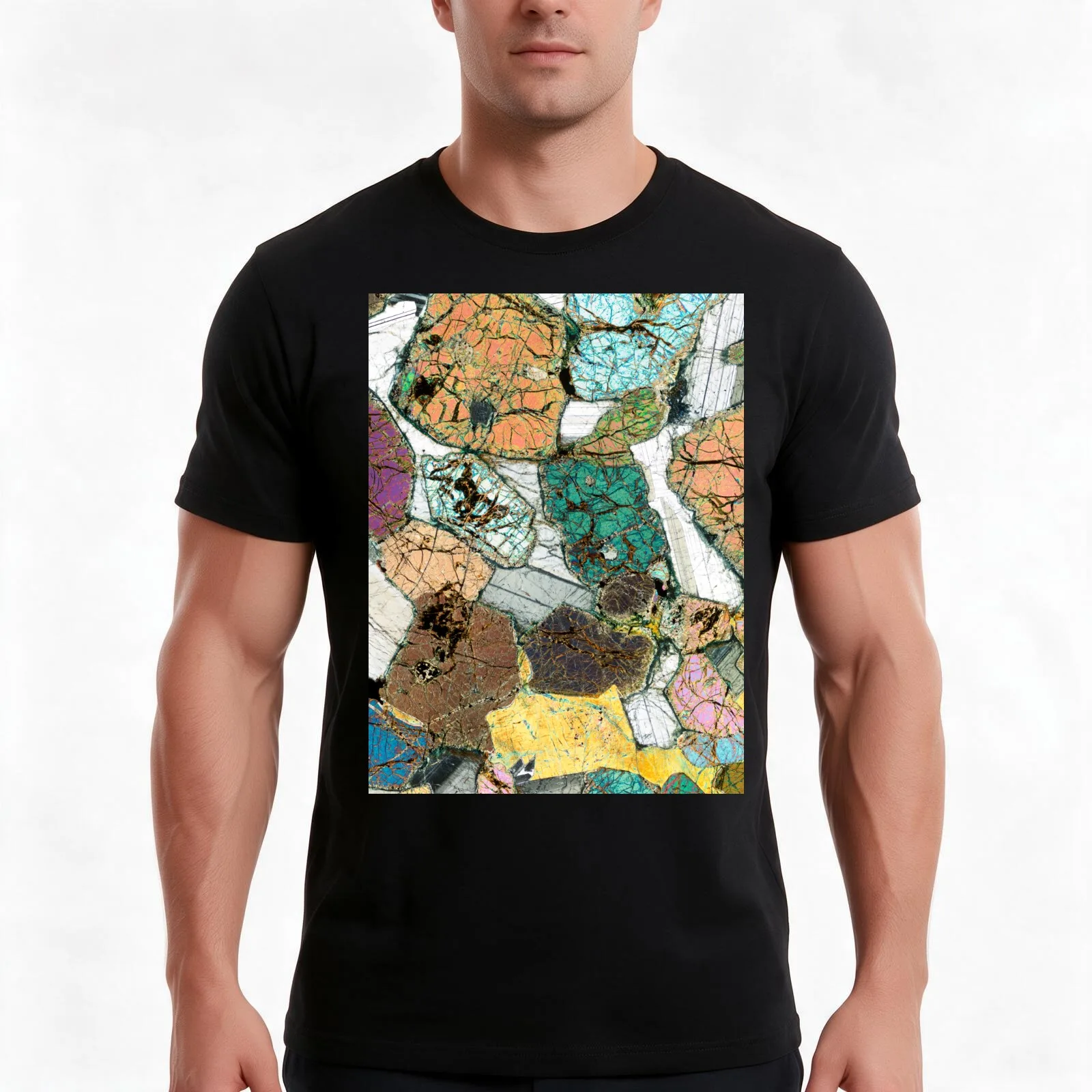 Geology gift - Peridotite from Ardnamurchan Scotland Rock Thin Section Microscope Photo T-Shirt Summer Casual Cotton Tee