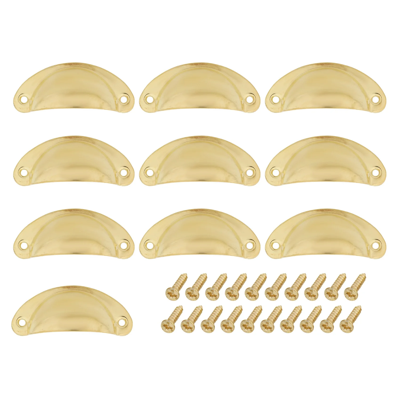 Cup Drawer Pull Kitchen Cabinet Handle Gold Tone 66mm Hole Centers 10 Pack