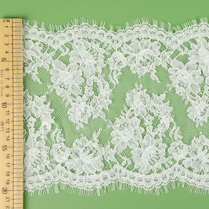 Ivory French Alencon Lace Trim For Bridal Veil, Gowns, Garters, Veils DIY Wedding 20CM Wide