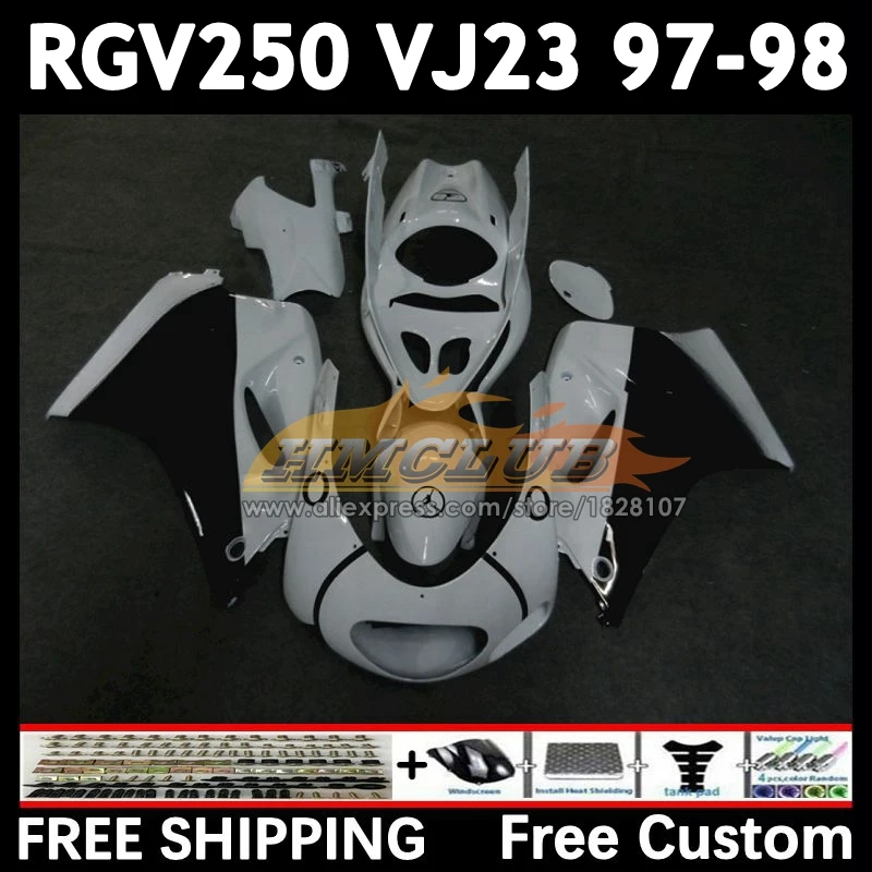 Body Kit For SUZUKI RGV250 SAPC VJ23 97 98 20No.117 RGVT250 black white VJ 23 RGV-250 RGVT RGV 250 CC 1997 1998 Full Fairing Set