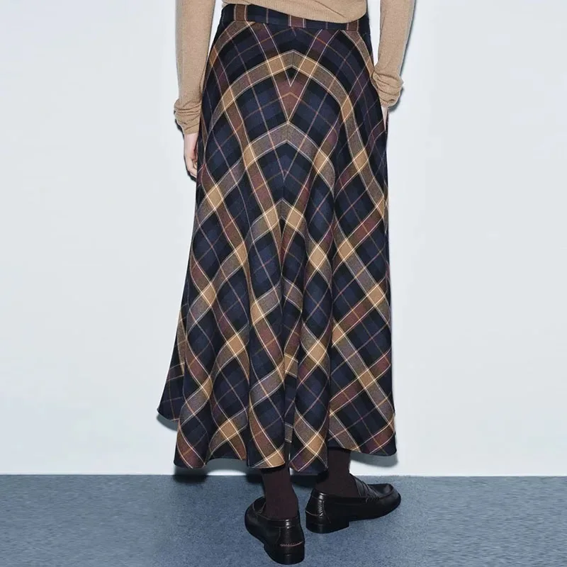 Spring New Arrival Women's Long Plaid Cloak Skirt Vintage College Sle Limited Edition Faionable Ethnic Women's Clothing