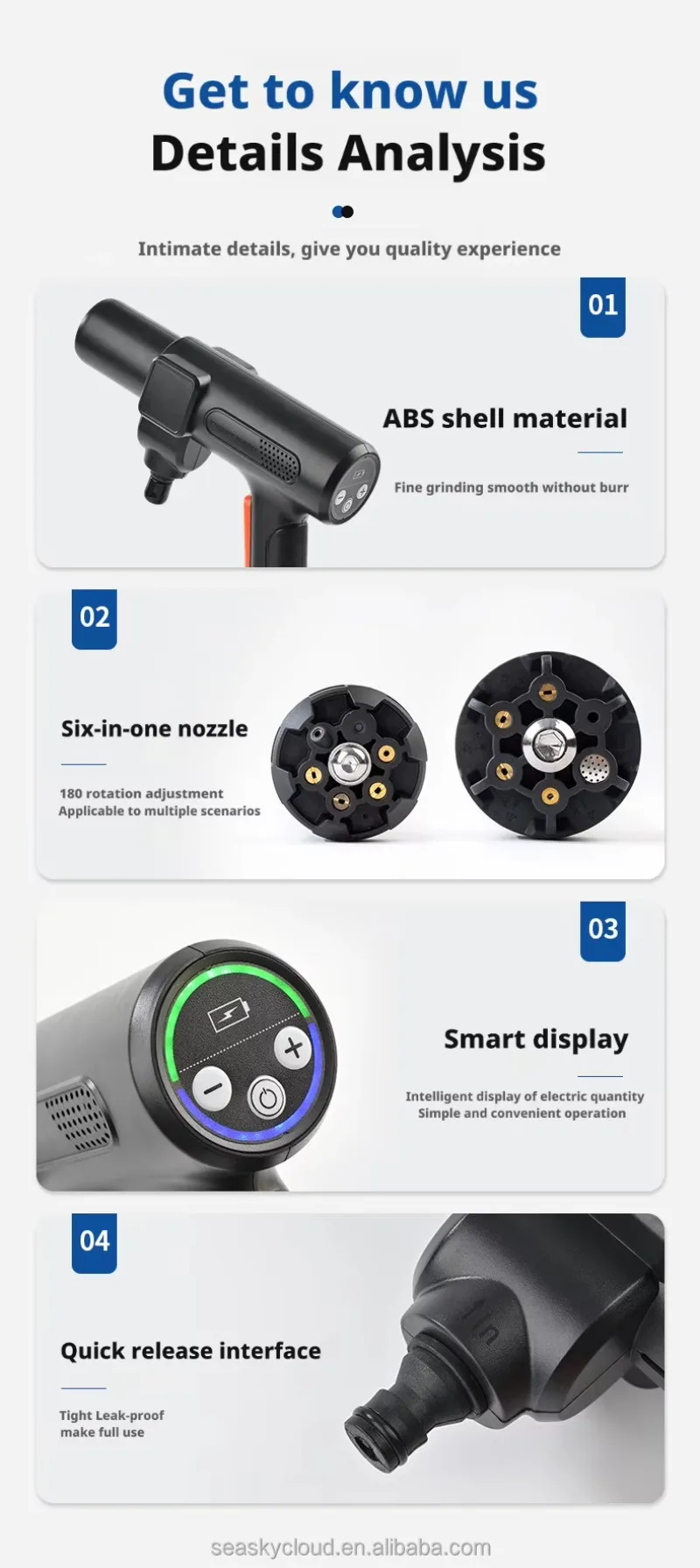 6-in-1 DIY High-Pressure 300W Electric Garden & Car Washer 319PSI Lithium Battery-Powered Plastic Spray Gun With 15000mAh