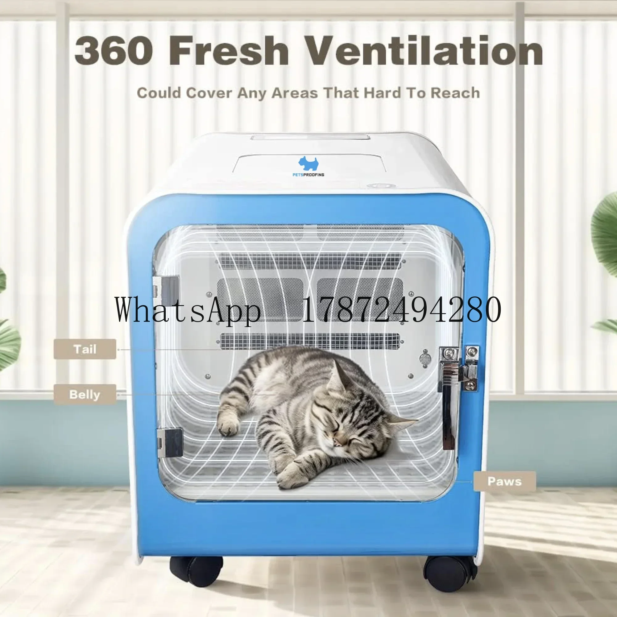 Professional Smart Pet Hair Dryer Automatic Plastic Dryer Box Cabinet Cabin for Cats and Dogs Sustainable Charge Power Source