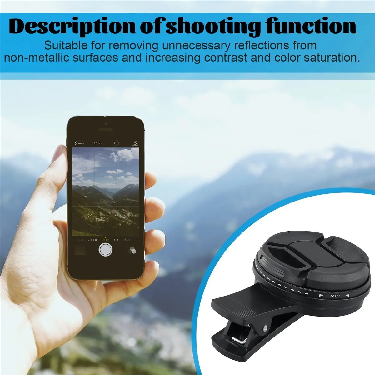 [2026 Trend]52mm Phone Lens Filter with Clip for Smartphone Universal ND2-400 Variable Filter for Mobile Phone Camera Lens